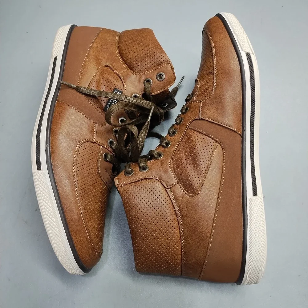 Kenneth Cole Reaction Highest Crown Sneakers Mens Size 10M Brown Mid Top Lace Up